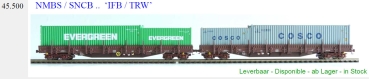 N NMBS SNCB Containertragwagen Set 2x 4A bel. 20`40`