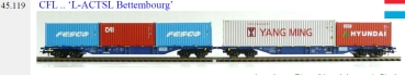 N CFL Containertragwagen Set 2x 4A bel. 20` 40`