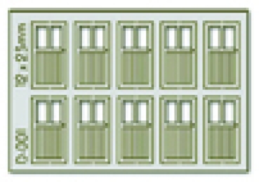 H0 Lasercut Tür mit Doppelfenster 12x 23mm 10x