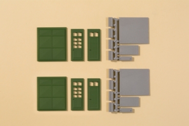 H0 Baukasten Tore und Türen grün, Stufen, Rampen 33x 39mm 12x 35mm 33x 37mm 12x 24mm 12x 6mm