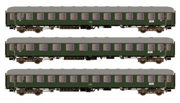 H0 D DB Reisezugwagen Set 3x, 4A, Ep.III, Stuttgart- Würzburg- Hamburg, grün, etc......