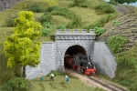 TT Ausstattung Tunnelportal 1gleisig Steingrau, meliert, Natursteinmauer klein und Abschlußsteine