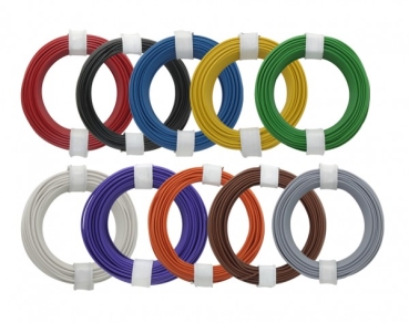 Schaltdraht 0,5mm, Kupferschaltdraht D= 0,5mm, Set, 10ner Sortiment, je Farbe ein Ring, etc...............................................................