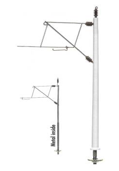 H0 D DB Schnellfahrstreckenmast , Masthöhe 109mm, Sockelmaß 8mm, Ep.V, Abstand zur Gleismitte 41mm, etc..................................................................................................