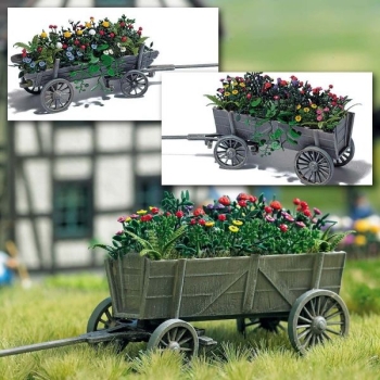 H0 Geländegestaltung BS Holzwagen mit Blumen, etc........................................................................