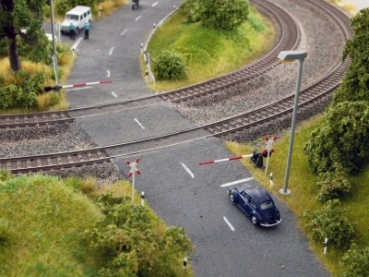 H0 Bahnausstattung BS Laser Cut Bahnschranken mit Andreaskreuz, Schranken St.2x, Andreaskreuz St.4x 6cm, etc..............