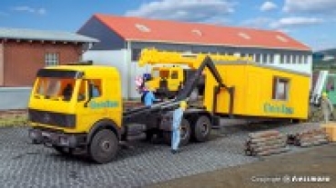 H0 Schienenfahrzeuge LKW BS MB LP Wechsellader mit Gleisbau Bürocontainer, etc.................................................