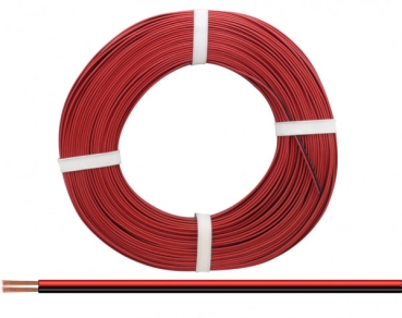 Litze Zwillingslitze 2x 0,5mm², flach, 0,5mm², rot- schwarz, 25m, etc..................................................................................................................