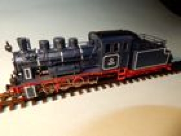 H0e Dampflokomotive Gr 001,BR 991401,  D, Ep.III, Tendeaufsatz für Holzfeuerung, Stahlblau, Faulhabermotor, Beschriftung kyrillisch,
