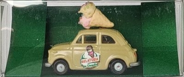 H0 I PKW Fiat 500 2A, Reklame für Eisdiele, Gelateria Claudio Logo 2, etc......................................................