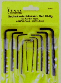 Werkzeuge Spezialwerkzeuge Sechskant- Schlüssel- Set  10teilig, aus Carbonstahl 45,  0,7 0,9 1,3 1,6 2,0 2,4 2,8 3,2 3,4 4,0, etc..............................................................................................