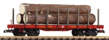 G USA SF Flachwagen mit Holzladung " Santa Fe Railroad ", 4A, L=368mm, R=600mm, etc......................................................................