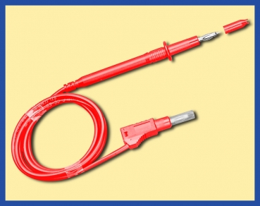 elektro Messkabel Zubehör Prüfspitzen 4mm, mit Sicherheitslaborstecker, transparenter Schiebehülse, 1,5mm², 25A, 1m, rot, etc....................................................