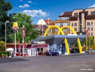 H0 Gebäude BS McDonald`s mit McCafe, L=27x 15,8x 9,8cm, etc..........................................................................