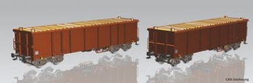 H0 D DB Güterwagen-Set 2er, offen, 4A, Ep.V, mit Holzladung, etc,.....................................................................................................