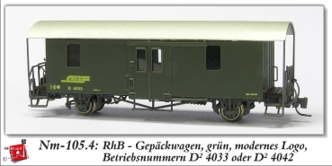 nm Ch RhB Gepäckwagen D 4033 2a Ep.   grün gelbem RhB Signet