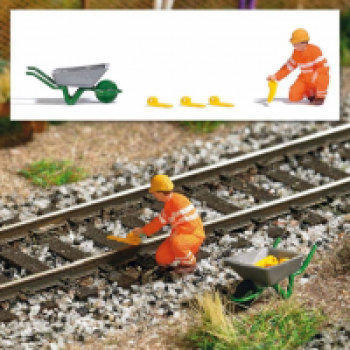 H0 Bahnausstattung Bahnmitarbeiter mit Hemmschuh 4x, etc................................................................................................