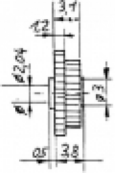 Ersatzteil Kunststoff- Stufenzahnrad,  Zähne 20/ 20,  Bohr.2,04,  Zahnbr.1,2/ 1,