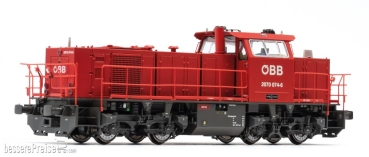 H0 A ÖBB Diesellokomotive BR 2070.074, 4A, Ep.VI, Gehäuse rot, Fahrgestell schwarz, Sound, Wortmarke, etc............