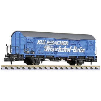 N D DB Kühl- Güterwagen, ged., 2A, Bremswerbühne, blau, " KULMBACHER MÖNCHSHOF- BRÄU ",  etc................................