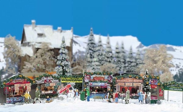 H0 Geländegestaltung BS Weihnachtsmarkt, Kassenhaus, Werbeschilder, Girlanden, Tannenbäume, etc................................................................