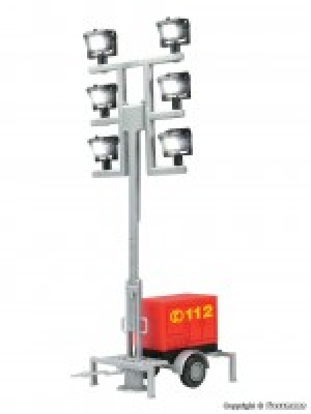 H0 eMotion Leuchten Leuchtgiraffe Feuerwehr auf Anhänger mit LED weiß 6x, H=6,9- 8,8cm, etc.........................................................