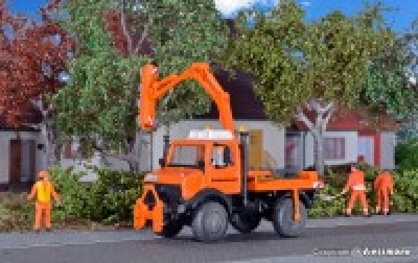 H0 Nutzfahrzeuge BS LKW MB Unimog mit Lichtraumschneidgerät, L=6x 3,2x 3,5cm, etc................................................................