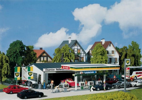 H0 Gebäude BS Tankstelle mit Servicegebäude, Ep.III, 158x 96x 63mm, 123x 63x 55mm, etc........................................................