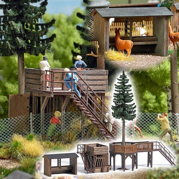 H0 Geländegestaltung BS Aussichtsplattform und Futterunterstand, 52x 28x 33mm, Aufgang, Treppe, Fichte, Besucherterrasse 50x 42x 41mm, etc.............................................................................................