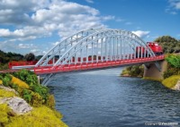 N Brücke BS Weser Brücke ein/ zweigleisig,  eingl. 35,2x 5,8x 10,5cm, zweigl. 35,2x 9,2x 10,5cm, DH= 4cm, DB 32,8cm, FH= 4,7cm, etc.....................................................