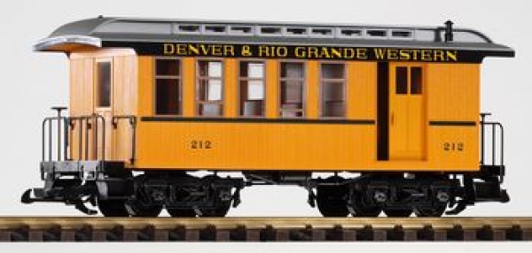 G USA Personen-/ Packwagen, D& RGW, gelb, 4A, " DENVER & RIO GRANDE " Western, L=365mm, R=600mm, etc..........................................................