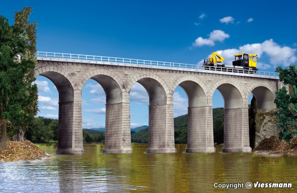 H0 Brücken BS Aachtal Viadukt 1gleisig, mit Eisbrechpfeilern, L= 63x 8x 17,8cm, FH= 16,8cm, DH= 14,6cm, DB= 7cm, etc.............................................