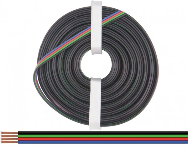 Modellbauartikel SB Verpackung Vierlingslitze 4x 0,50mm², Für RGB- LEG Streifen, 10m,  schwarz- grün- rot- blau, etc.......................................................................