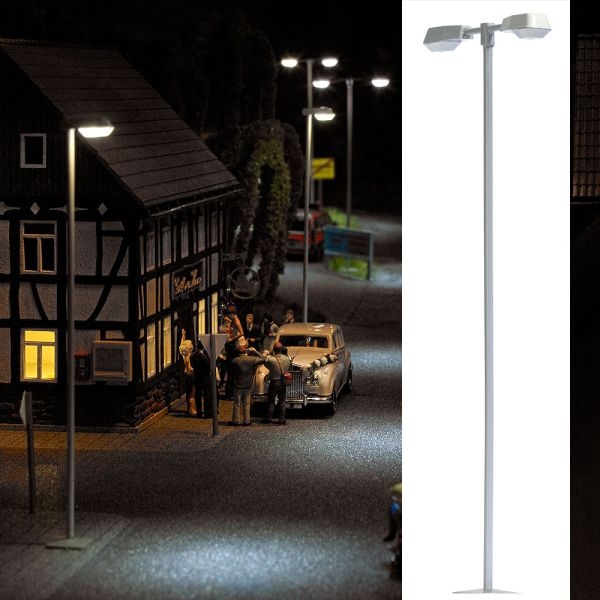 H0 Leuchten Doppelmastleuchte AEG, LED, weiß, H= 82mm, etc.........................................................................................