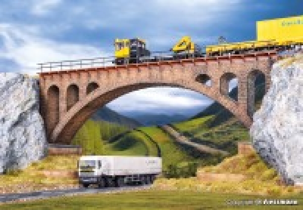 H0 Brücken Mauersteinbrücke, gerade, Fahrbahnbrücke aus Haustein, FH= 10,5cm, DH= 8,5cm, L=36x 6,2x 12,5cm, etc.............................................