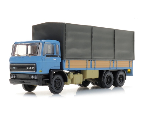 H0 LKW DAF Kipp- Fahrerhaus 1982, Tandemachse Pritschen- LKW mit Plane. blau, etc....................................