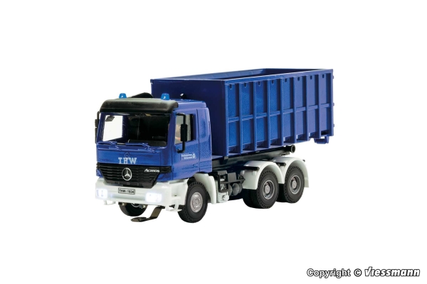 H0 CarMotion LKW Funktionsmodell THW MB Actros, Achsen 3x, mit Abrollcontainer und Rundumleuchten, etc.................