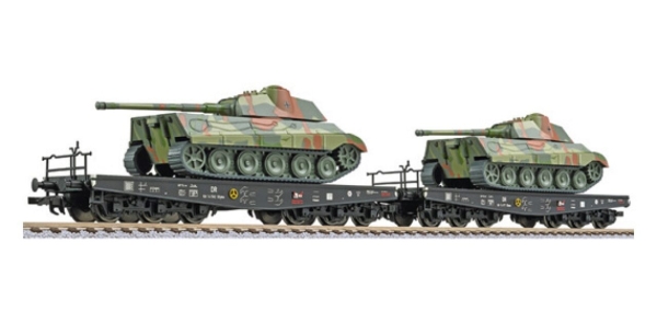 H0 D DRG  Schwerlastwagen- Set 2x,  Ssyms, bel.,  6A, Ep.II, L=304mm, R=360mm, " Panzer St.2x., etc......................