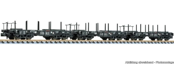 N D DRB Schwerlastwagen Set, 3x, SSys, 4A, Ep.II, R=192mm, L=67,5mm, Geländer, Rungen, Überfahrbleche, etc.....................................................................