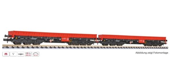 N D DB Schwerlastwagen Set 2, Samms- u, 486 0 511 3, / 486 6 435 9, L=98mm, 6A, Ep.IV, rot, schwarz, etc.............................