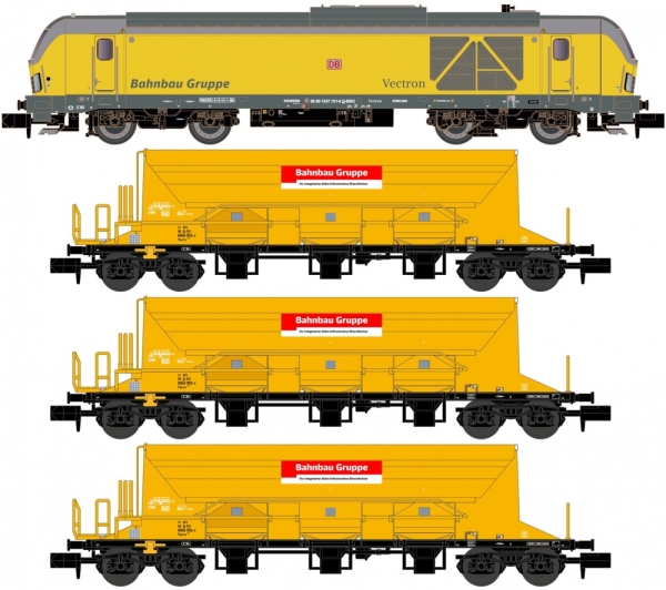 N D DB Bauzug Diesellokomotive BR 247, Schotterwagen 3x, 4A, Ep.VI, R2, etc...................