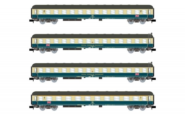 N D DB Reisezugwagen  Set 4x,  Kl.1, Kl.2, L=667mm, 4A, Ep.IV, ozeanblau/ beige, " " The Berliner ", etc..................